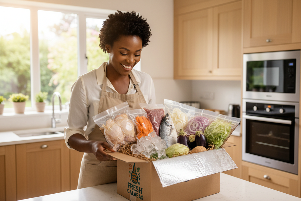 Cliente découvrant sa box Fresh Calabas