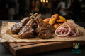 Dibi agneau grillé huileux avec alloco et oignons marinés à la moutarde - Fresh Calabas