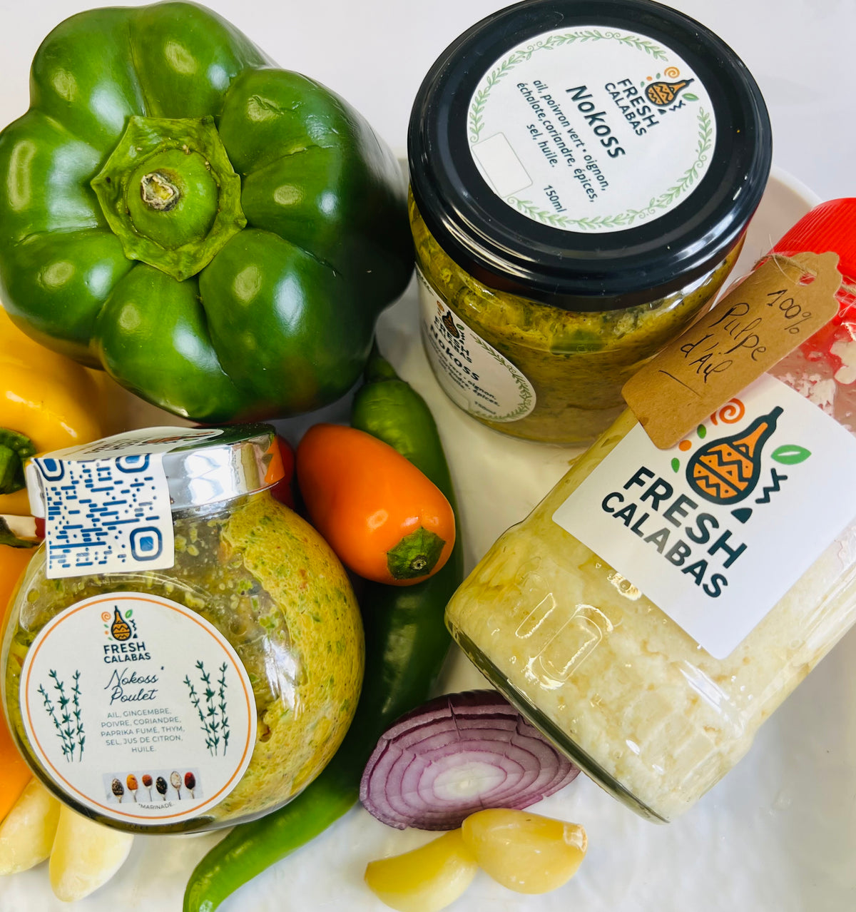 Nokoss Fresh Calabas - Nokoss Poulet et Nokoss classique avec légumes frais