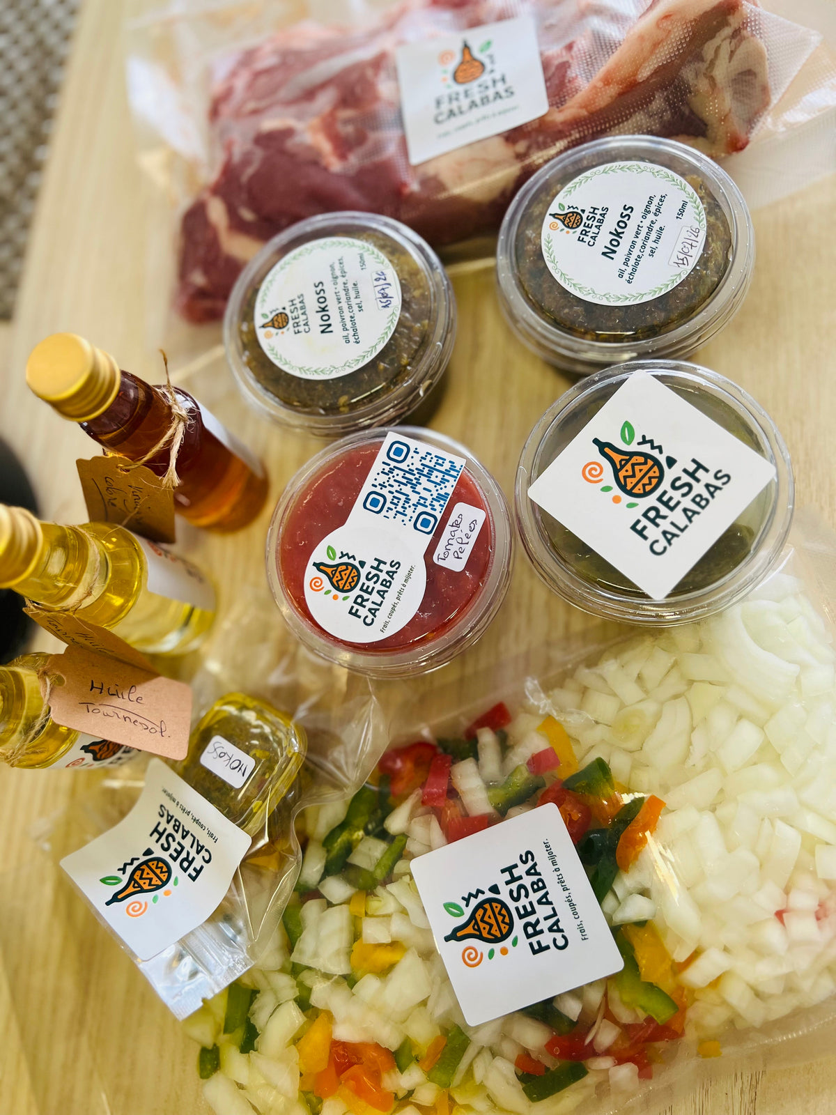 Kit Riz Agneau Fresh Calabas - tous les ingrédients étalés